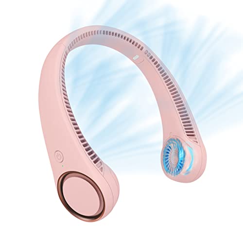 CIVPOWER Neck Fan: Portable Personal Neck Cooling Rechargeable Bladeless Fan - Hands Free 3 Speed 4000 mAh Battery USB Operated Wearable Headphone Design - Gift for Men Women Outdoor (Pink) - color: Pink