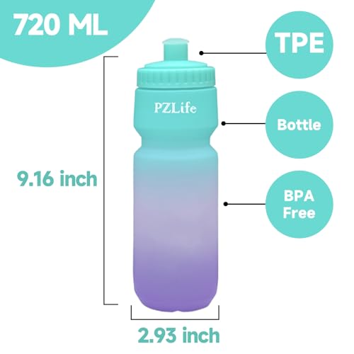 24oz Bike Squeeze Water Bottle, BPA Free Cycling Water Bottle,Leakproof, with Capacity Scale w/Pull Top Lid, Reusable Sport Water Bottle, for Bicycle, Gym,Mountain Bike 4Pack - color: z-4PCS