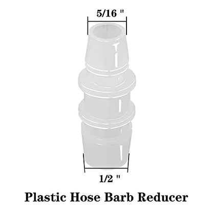 1/2" to 5/16" Hose Barb Reducer Pipe Fittings Adapter, Plastic Joint connector Splicer Mender for Aquarium Household Transport Fuel Gas Liquid Air (Pack of 4) - size: 1/2"-5/16"