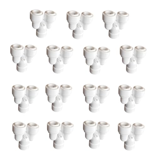 15 Pack 1/4 Inch Y Type 3 Way Tee Splitter Fittings - RO Water Reverse Osmosis Quick Connect Tube Fittings Connectors for Faucet, Dispenser, Ice Maker - style: 1/4 inch Y connect(15)