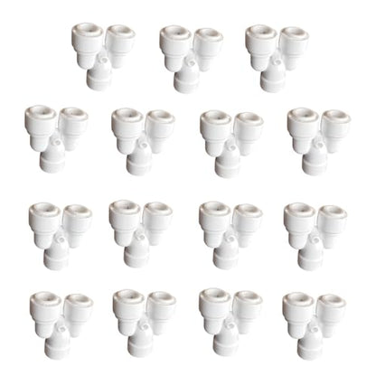 15 Pack 1/4 Inch Y Type 3 Way Tee Splitter Fittings - RO Water Reverse Osmosis Quick Connect Tube Fittings Connectors for Faucet, Dispenser, Ice Maker - style: 1/4 inch Y connect(15)