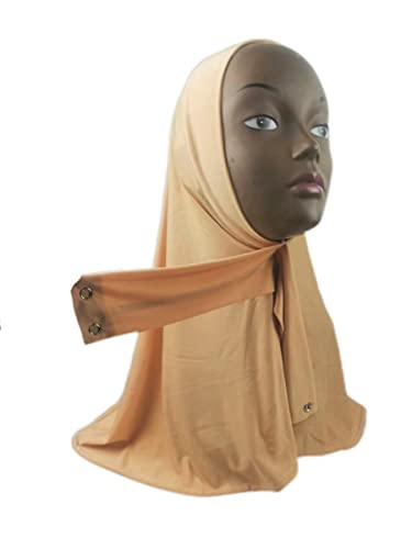 Suillty Fashion Muslim Hijab for Women Instant Snap Fastener Hijab Inner Cap Full Cover Head Wraps Scarf Islam Turban Caps - color: Beige