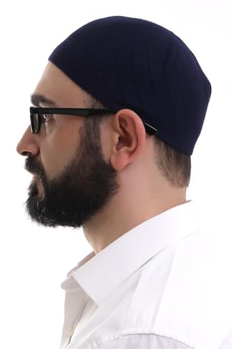 ihvan online Kufi Hats for Men, Taqiya, Takke, Turkish Muslim Winter Woven Caps, Peci, Islamic Prayer Skullcap, Islamic Gifts - color: Dark Blue