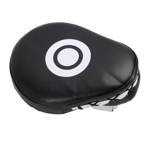 Keenso Boxing Punching Mitt, PU Curved Boxing Pad with Adjustable Strap, Hand Pad for Taekwondo Muay Thai Training, Adults Kids All Skill Levels - color: Black White