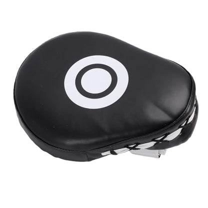 Keenso Boxing Punching Mitt, PU Curved Boxing Pad with Adjustable Strap, Hand Pad for Taekwondo Muay Thai Training, Adults Kids All Skill Levels - color: Black White