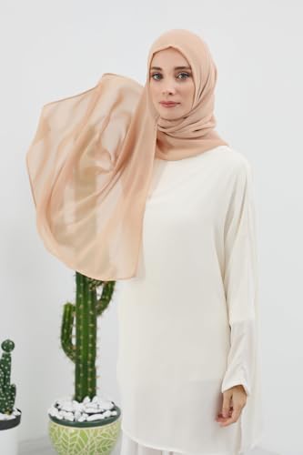 Aisha's Design Instant Chiffon Shawl for Women Modesty Turban Hijab Head Wrap Ready to Wear Women Headscarf - color: Sand Brown