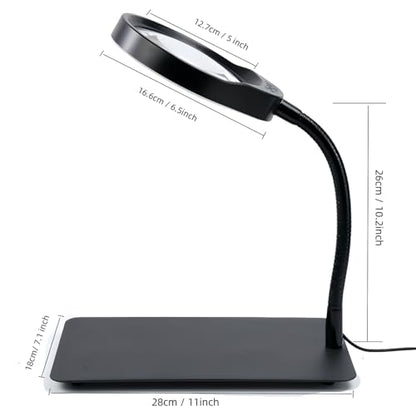 10X Magnifying Glass with Light and Stand,Dimmable Flexible Magnifying Craft Ligh, LED Lighted Magnifier Hands Free for Close Work Craft Reading Painting Hobby (Black-04) - style: Black-04