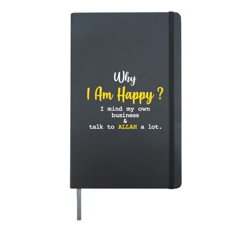 Why I Am Happy Islamic Inspirational Design For Muslims Hardcover Journal, Black