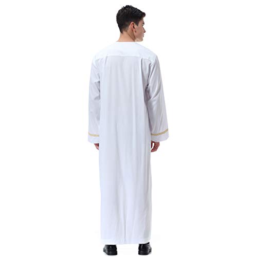 Lenmipot Men's Muslim Clothes Durable Kaftan Robe Dubai Long Gown Ethnic Clothes,1pc Soft Robe - color: A White, size: Small
