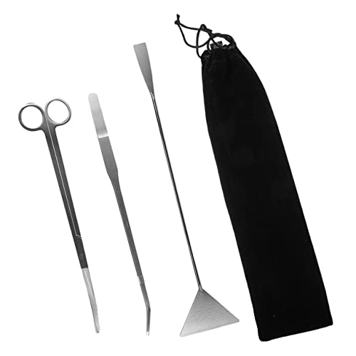 HANABASS 1set Aquatic Plant Cleaning Tools Scissors Ergonomic Tweezers and Landscape Spatula for Tank Maintenance
