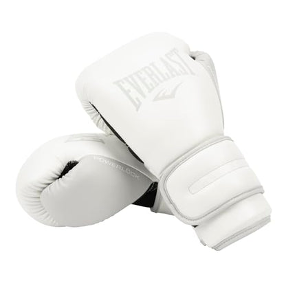 Everlast Powerlock 2 Hook & Loop Boxing Gloves | Fight Training Gloves | Hook and Loop with Durable Hand & Wrist Support | Heavy Bag & Fitness Training - color: White / Gray, size: 12 oz
