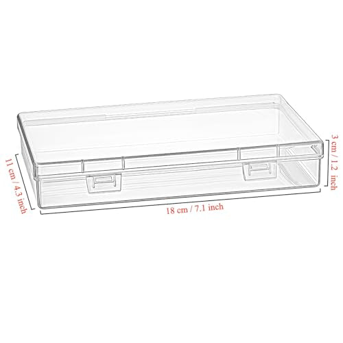 6 Pieces Rectangular Empty Mini Clear Plastic Organizer Box | 180 x 110 x 30 mm, Hinged Lids, For Small Items, Craft Projects - size: 180 x 110 x 30 mm