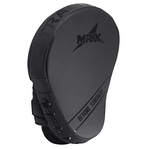 MRX Gel Tech Boxing Hook & Jab Pads MMA Focus Punching Mitts Training Thai Kick Strike Shield Curved Black/White - color: Black