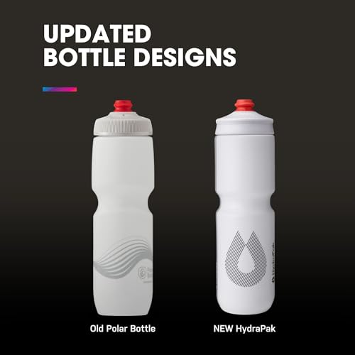 HydraPak Breakaway Surge Lightweight Bike Water Bottle 2-Pack (20oz, 25oz, 30oz) - High Flow, Cycling & Sports Squeeze Bottle - color: White, size: 30oz/880ml