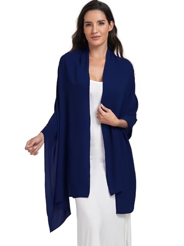 Chiffon Shawl and Wraps for Women Warm Scarves Wedding Evening Bridal Scarfs Pashmina Shawls - color: Navy