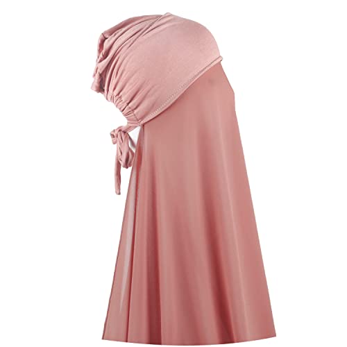 Instant Chiffon Hijab with Tie Back Under Cap Solid Color Soft Chiffon Scarf With Hijab Inner Caps For Muslim Women - color: Ash Rose