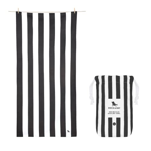 Dock & Bay Beach Towel - Quick Dry, Sand Free - Compact, Lightweight - 100% Recycled - Includes Bag - Cabana - Kamari Charcoal - Extra Large (200x90cm, 78x35) - color: Cabana - Kamari Charcoal, size: Extra Large (200x90cm, 78x35")