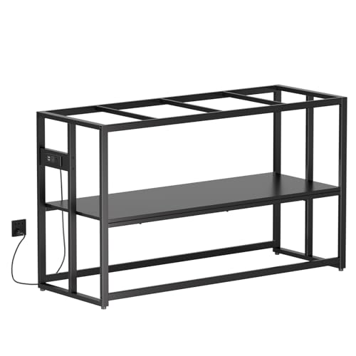 Urban Deco 55-75 Gallon Fish Tank Stand with Power Outlets, 900LBS Capacity Aquarium Stand, Metal Fish Tank Stand Dual-Layer Design Terrarium Stand, Black - color: Black, size: 75 gallon
