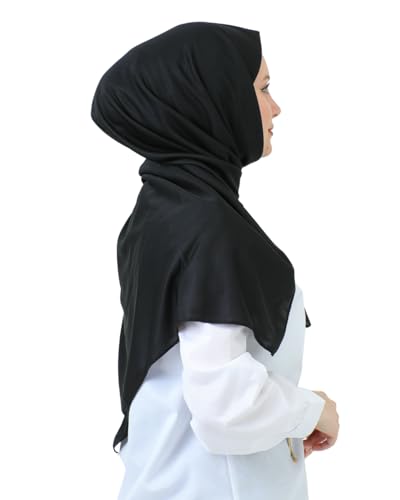 Prien Hijab For Women Muslim Lightweight Scarf Head Scarves For Girls Islamic Long Headscarf Chiffon Shawl Prayer Set Ramadan - color: Black