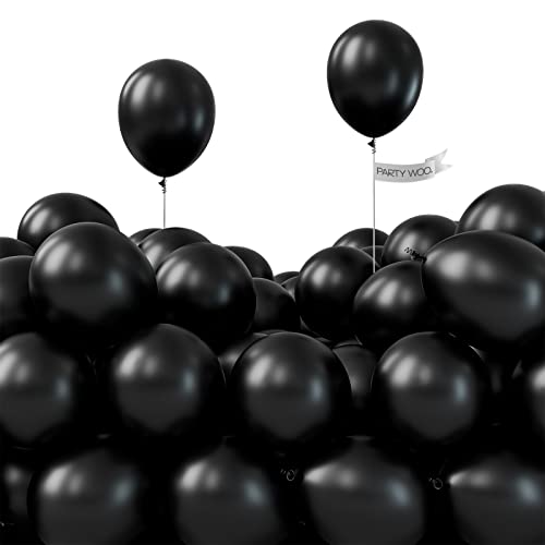 PartyWoo Black Balloons 50pcs 5 Inch Black Matte Latex Helium Balloons for Birthday Wedding Anniversary Graduation Bachelorette Engagement Bridal Shower Retirement Party Decorations Black-Y18 - color: Black-y18, size: 5 inch