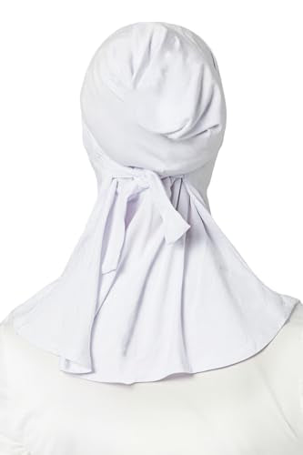 Lina & Lily Jersey Tie Back Hijab Underscarf with Neck Cover Full Coverage for Muslim Women - color: White