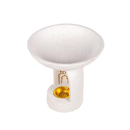 Mosque-Themed Decorative Resin Candlestick, White, Dome-Shaped, Gold-Trimmed - color: Islamic Candlestick Statue