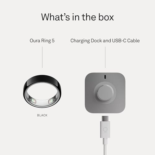 Oura Ring 5 Smart Wearable - Black - Size 9 - Fitness & Sleep Tracker - color: Black, size: 9, style: Ring