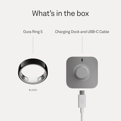 Oura Ring 5 Smart Wearable - Black - Size 8 - Fitness & Sleep Tracker - color: Black, size: 8, style: Ring