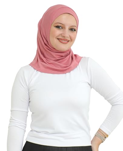 Prien Sport Instant Hijab For Women, Muslim Cotton Turban, Soft Head Scarf, Ready To Wear Hijabs Prayer Clothes, Islamic Wear - color: Dusty Rose