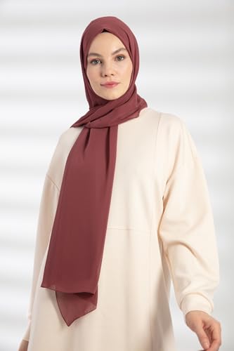 Chiffon Hijab Scarf For Women - Made in Turkiye - color: Dried Rose