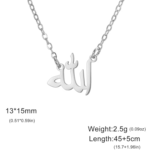 UNIFT Islamic Muslim Allah Layered Necklaces For Women Stainless Steel Charm Water Drop Heart Shape Allah Pendant Double Layer Necklace Islamic Jewelry - color: silver 6