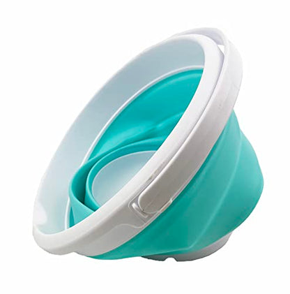 SAMMART 5.5L (1.4 Gallon) Collapsible Plastic Bucket - Foldable Round Tub - Portable Fishing Water Pail - Space Saving Outdoor Waterpot (White/Bright Blue) - color: White/Bright Blue