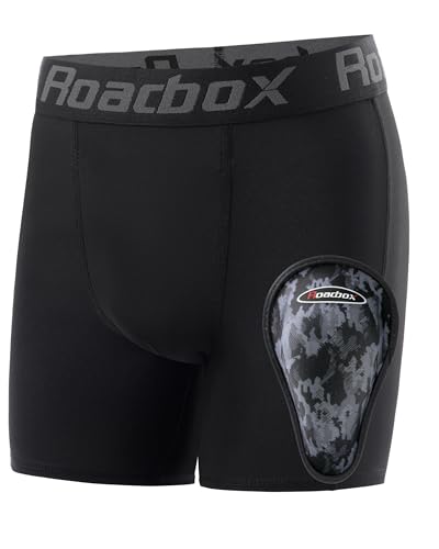 Roadbox Youth Boys Compression Shorts, Kids Baseball Cup Underwear Football Boxer Briefs with Soft Protective Athletic Cup - color: 1 Pack: Black(1 Cup), size: Medium