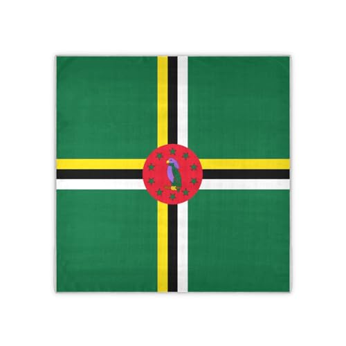 Bandana Square Head Scarf for Women Satin Hair Wrap Fashion Headband 27" - color: Dominica Flag
