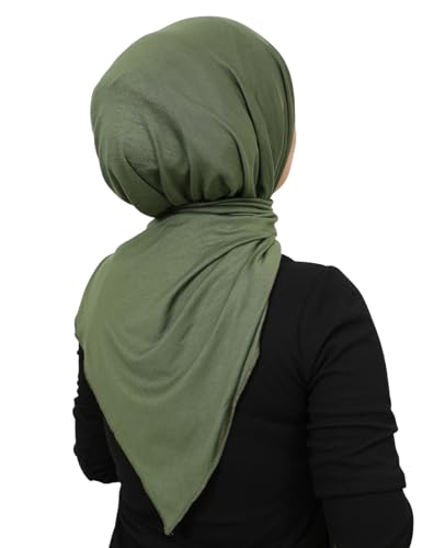 Prien Hijab for Women Viscose Scarf Lightweight Muslim Hijabs Long Shawl Islamic Scarves Turkey Silk Headscarf for Womens - color: Khaki