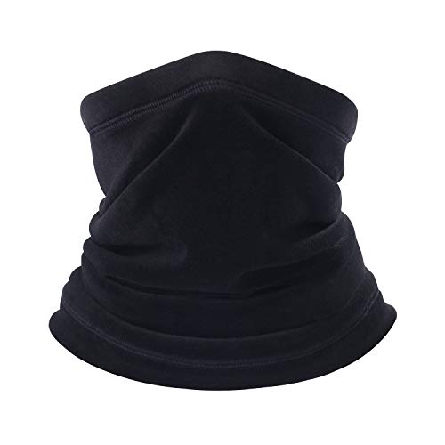 Polar Fleece Neck Warmer - Windproof Winter Neck Gaiter Cold Weather Face Mask For Men Women - 1 Pack - color: 1 Pack Black