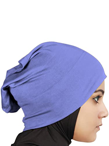 MyBatua Women's 2-Piece Al-Amira Hijab with Under Scarf/Cap/Bonnet in Soft Viscose Jersey, Ready to Wear HJ-129 - color: Light Indigo