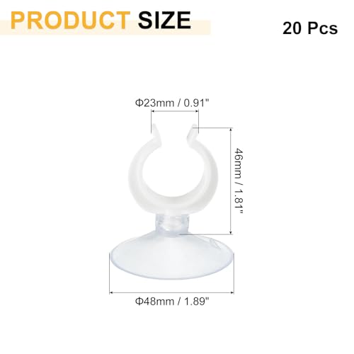 uxcell 20Pcs Aquarium Suction Cup Clips, 23mm Airline Tube Holders Clamps Cup Holder Sucker Tube Sucker for ID Airline Tubing Fish Tank, Clear - size: 23mm
