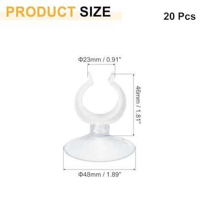 uxcell 20Pcs Aquarium Suction Cup Clips, 23mm Airline Tube Holders Clamps Cup Holder Sucker Tube Sucker for ID Airline Tubing Fish Tank, Clear - size: 23mm