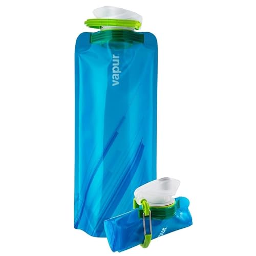 Vapur Collapsible Water Bottle with Carabiner - 34oz (1L), Water Blue - Flexible and Lightweight Water Bottle for Travel, Concert, Hiking, and Outdoor Adventures - BPA-Free, Dishwasher-Safe, Freezable - color: Water