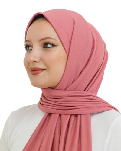 Prien Hijab for Women Viscose Scarf Lightweight Muslim Hijabs Long Shawl Islamic Scarves Turkey Silk Headscarf for Womens - color: Dusty Rose
