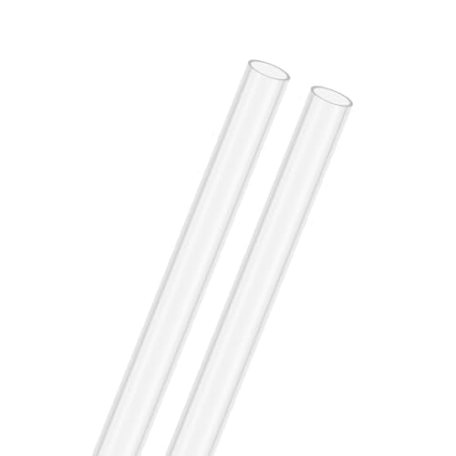 M METERXITY 2-Pack Clear Rigid Acrylic Pipe, 5mm[0.2"] ID x 7mm[0.28"] OD Plastic Round Tube for Water Cooling System/Lamps/Fountains/Aquariums/Display Stand, Acrylic Tubing [305mm/12IN] - size: 5mm ID x 7mm OD