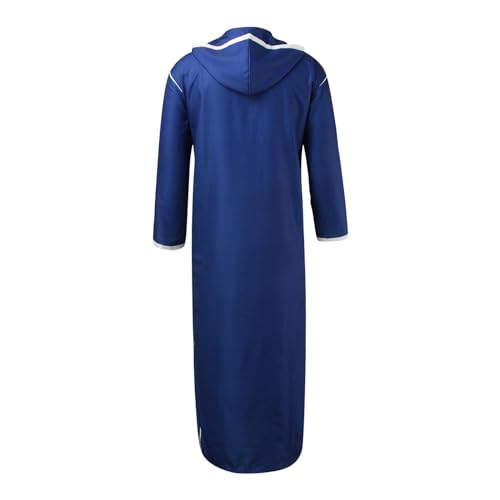Muslim Robe for Men Arab Long Sleeve Kaftan Islamic Arabic Abaya Silk Thobe Ramadan Middle East Islamic Cloth Shirt Gown - color: #07-blue, size: 4X-Large