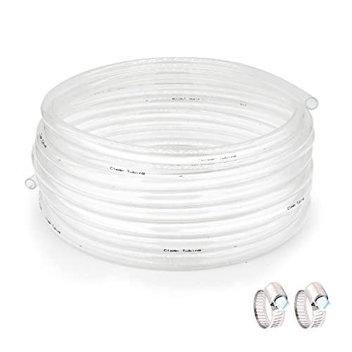 1/4’’ ID × 3/8’’ OD - 50 ft Clear Plastic Vinyl Tubing | Flexible PVC Hose Lightweight Non-Toxic vinyl Tube for Transfer Water Air Oil - size: 1/4'', style: 50 feet