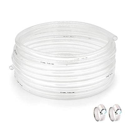 1/4’’ ID × 3/8’’ OD - 50 ft Clear Plastic Vinyl Tubing | Flexible PVC Hose Lightweight Non-Toxic vinyl Tube for Transfer Water Air Oil - size: 1/4'', style: 50 feet
