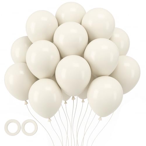 Voircoloria 105pcs Sand Balloons 12inch Party Latex Balloons for Boys Girls Birthday Baby Shower Gender Reveal Wedding Sunflower Party Decorations - color: 01 Sand White, size: 12 inch - 105pcs