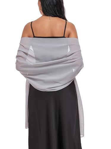 Shawls and Wraps Soft Chiffon Scarve Scarf For Evening Party Dresses Wedding Stole - color: Silver Gray