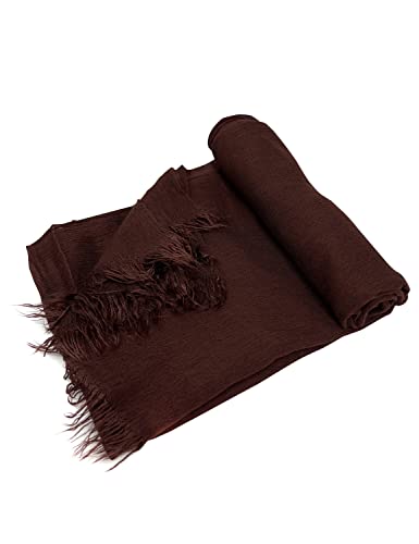 Txameru Hijab Scarf for Women - Muslim Rayon Crinkle With Fringe Edge - color: Chocolate