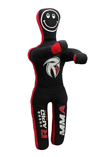 Kids Grappling Dummy for Self Defence Training BBJ Wrestling Kick Boxing Practice Dummies (4 FT 48 in) UNFILLED, None, Black and Red