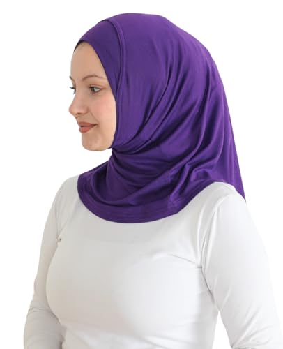 Prien Sport Instant Hijab For Women, Muslim Cotton Turban, Soft Head Scarf, Ready To Wear Hijabs Prayer Clothes, Islamic Wear - color: Purple